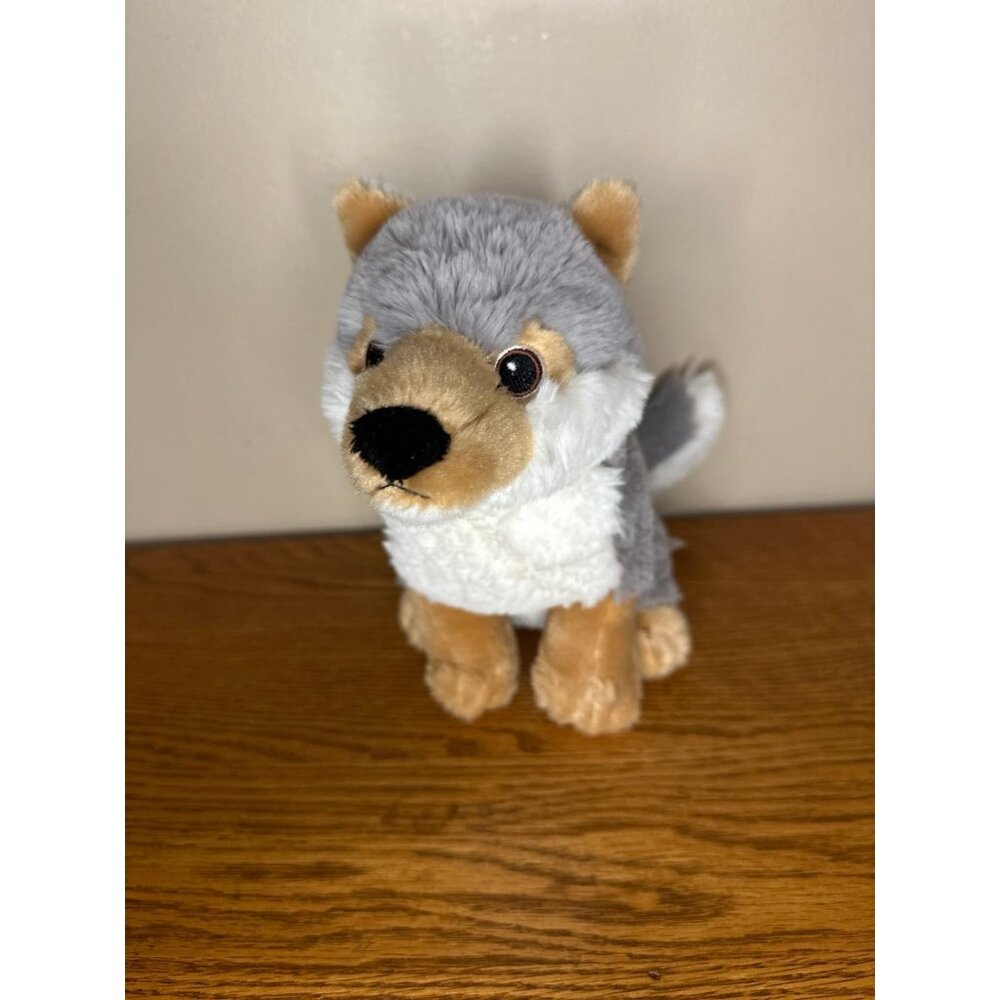 Aurora Eco Nation Wolf Plush Stuffed Animal 9 inches Sitting dog grey gray brown